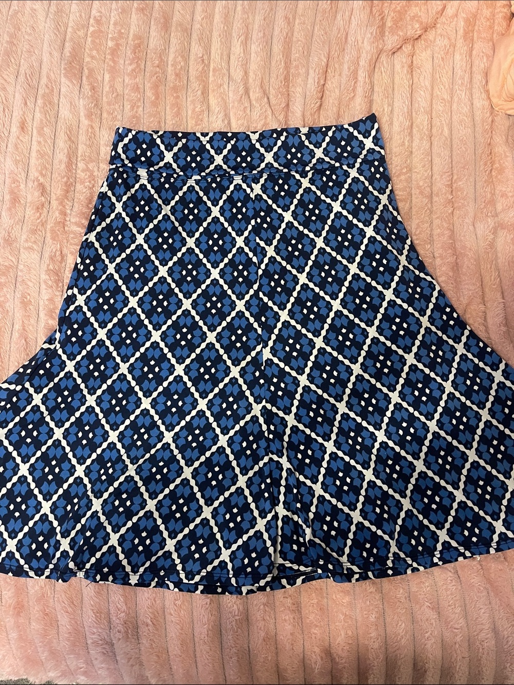 Max Studio Blue and White Geometric Circle Skirt